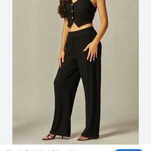 LOVEPOEM Crinkled Plisse Vest 2-Piece Set Size Medium